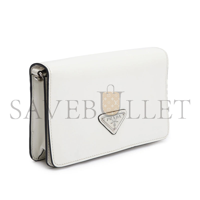 PRADA LOGO LEATHER WALLET ON CHAIN IN WHITE 1BD307 (19*10.5*3.5cm) 